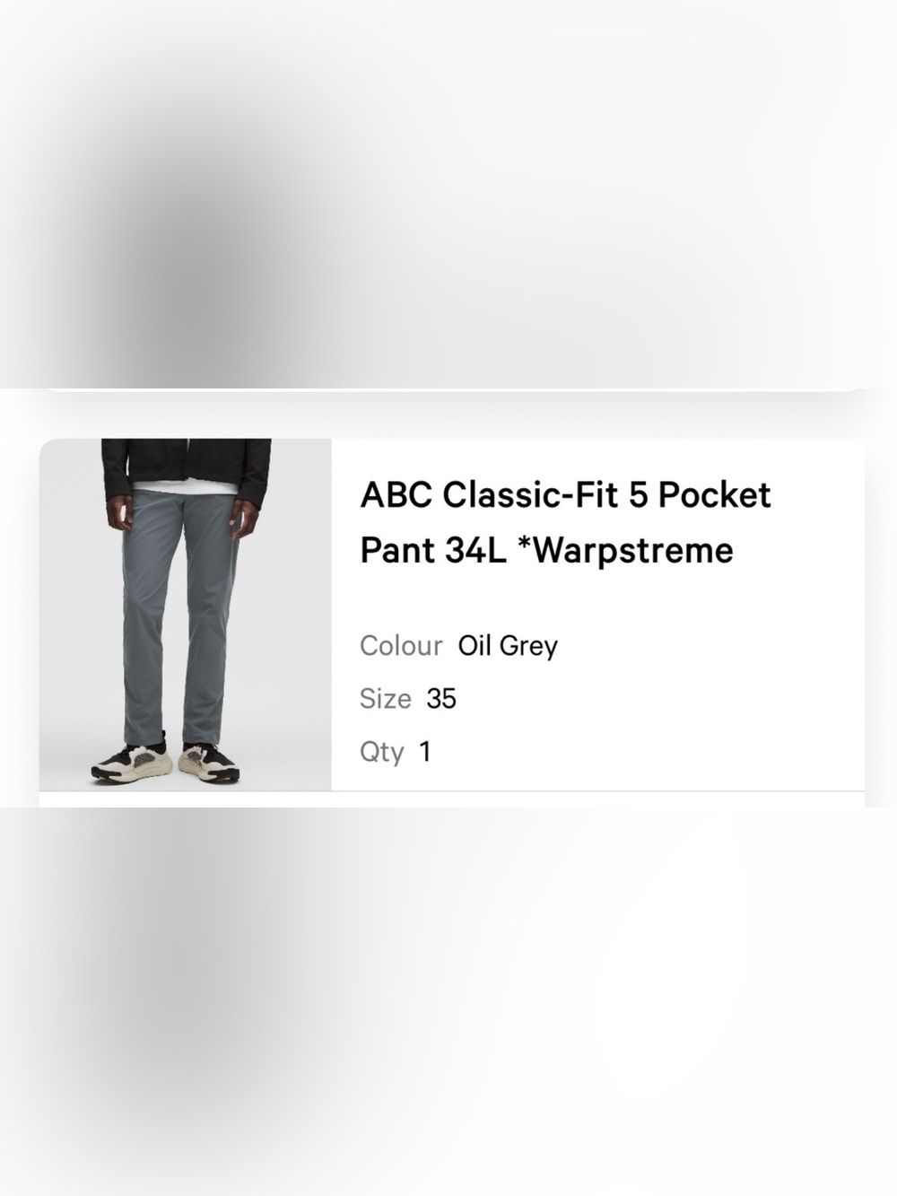 Lululemon ABC Classic Fit 5 Pocket Pants Warpstreme Grey size 35